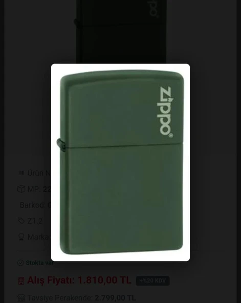 ZİPPO ÇAKMAK 1 NUMARA ürün görseli 1
