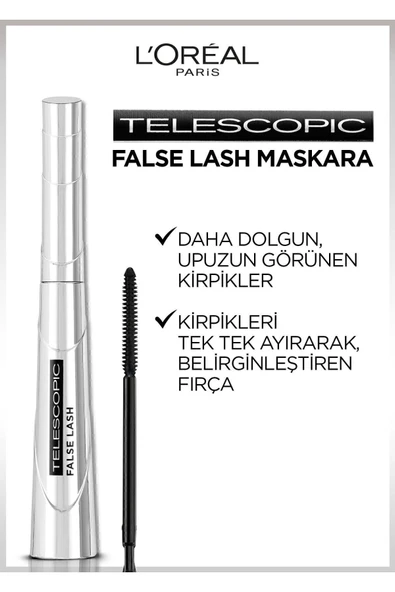 Paris False Lash Telescopic Fiber Siyah Maskara - Resim 3