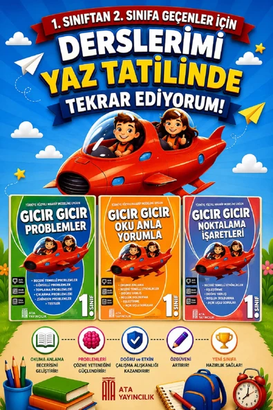 1. Sınıftan 2.Sınıfa Geçenler İçin Derslerimi Yaz Tatilinde Tekrar Ediyorum Seti -10 ürün görseli 1