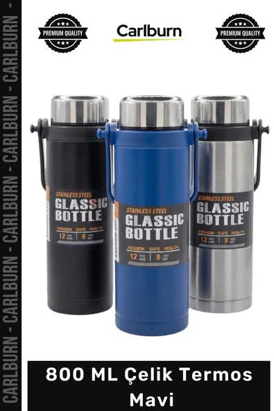 #Termos Isı Yalıtımlı Paslanmaz Çift Katmanlı Sızdırmaz Vakumlu Şık 800 ML Çelik Termos Mavi ürün görseli 1