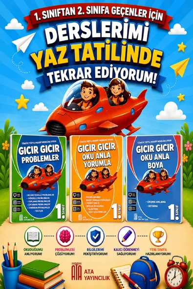 1. Sınıftan 2.Sınıfa Geçenler İçin Derslerimi Yaz Tatilinde Tekrar Ediyorum Seti -9 ürün görseli 1