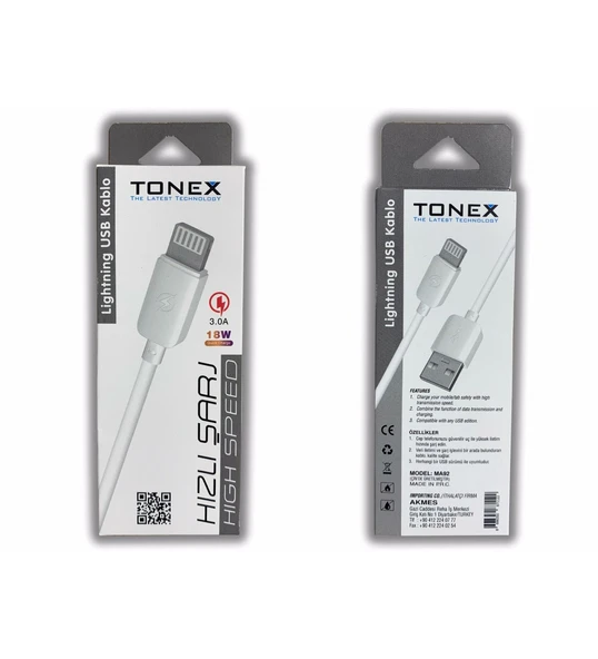 Tonex MA92 LIGHTNING 3.0A 18W iPhone USB Kablo ürün görseli 1