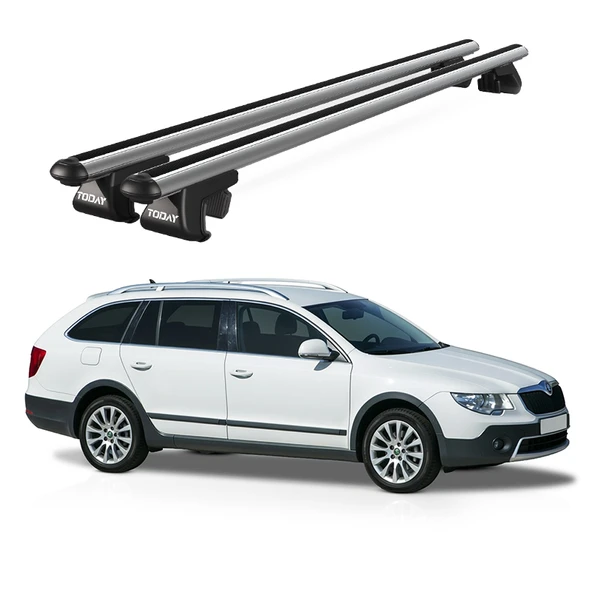 Skoda Superb Alldrive Mkıı (2012-2015) Uyumlu Gri Ara Atkı Port Bagaj Tavan Barı ürün görseli 1