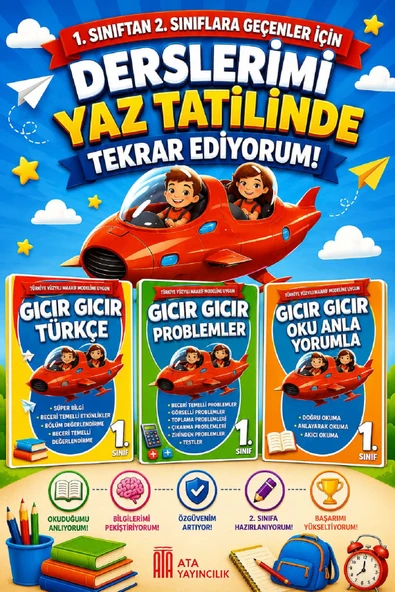 1. Sınıftan 2.Sınıfa Geçenler İçin Derslerimi Yaz Tatilinde Tekrar Ediyorum Seti -4 ürün görseli 1