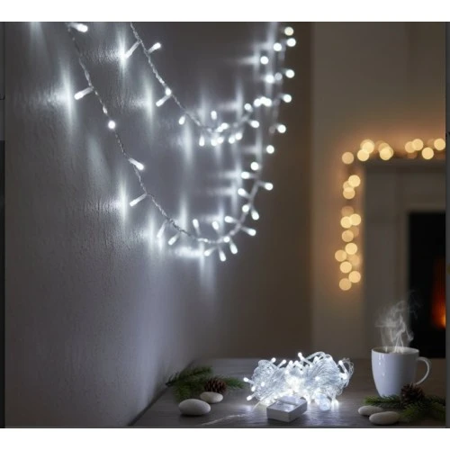 10m 100 Led Damla Uçlu Beyaz Işık Şeffaf Kablo MZ-17-1 ürün görseli 1