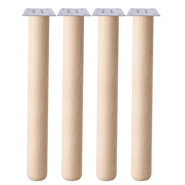 (4 Adet) Bohem 73 cm Doğal Ahşap Boyasız Silindir Sehpa Ayağı - (4 Adet) 8x8 Metal Montaj Aparatı ürün görseli 1