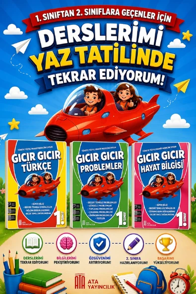 1. Sınıftan 2.Sınıfa Geçenler İçin Derslerimi Yaz Tatilinde Tekrar Ediyorum Seti -7 ürün görseli 1