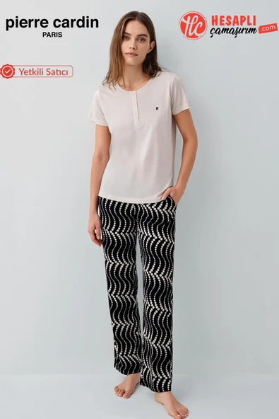 Pierre Cardin Premium Kadın Büyük Beden Modal Pamuklu Rahat Kalıp Kısa Kollu Pijama Takım ürün görseli 1