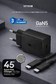 SİMEX 45 WATT PD-PPS SUPER FAST CHARGER USB-C CABLE (5A/1M) HIZLI SARJ ADAPTÖRÜ ürün görseli 1