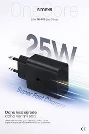 SİMEX 25 WATT PD-PPS SUPER FAST CHARGER USB-C CABLE(3A/1M)GaN5 GENERATION  3 YIL GARANTİLİ ürün görseli 1