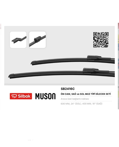 SİLECEK SÜPÜRGESİ SEAT IBIZA 09 FİAT DOBLO 09 60/40 CM ürün görseli 1