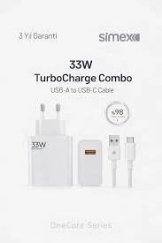 SİMEX 33 WATT TURBOCHARGE COMBO HIZLI SARJ TYPE-C SARJ ADAPTÖRÜ ürün görseli 1