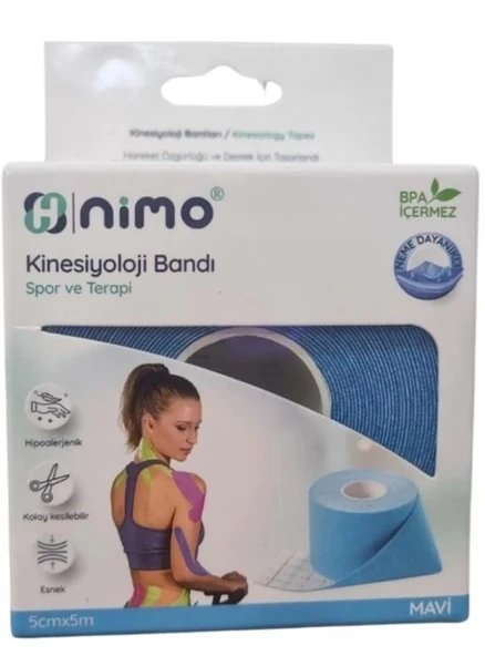 Nimo Kinesiyoloji Bandı (Ağrı Bandı) 5cm*5m Mavi ürün görseli 1