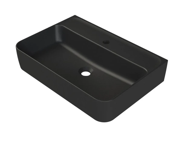 Turkuaz Cerastyle Hera Tezgahüstü Mat Siyah Lavabo 60*42 cm ürün görseli 1