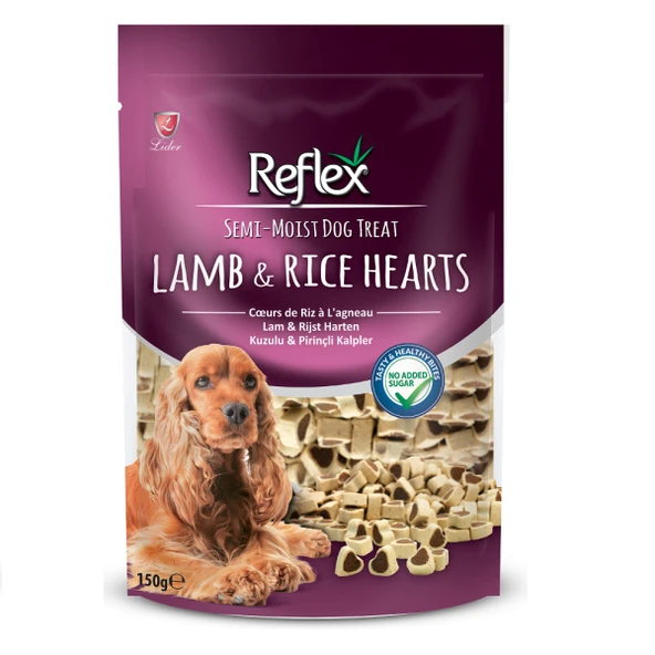 Reflex Kuzulu ve Pirinçli Mini Kalpli Yarı Yumuşak Köpek Ödül Maması 150gr ürün görseli 1