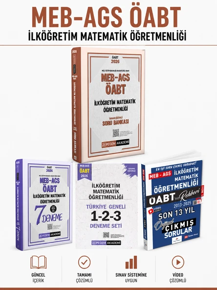 Pegem 2026 ÖABT İlköğretim Matematik Soru Bankası & Deneme & Dizgi Kitap İlköğretim Matematik Çıkmış Soru Seti ürün görseli 1