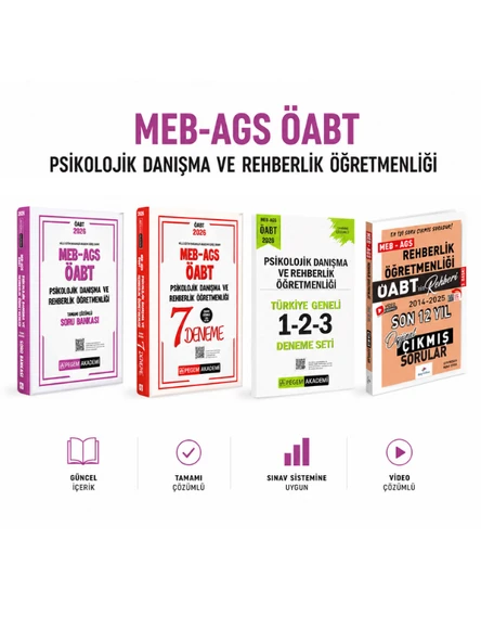 Pegem 2026 ÖABT Psikolojik Danışma ve Rehberlik Soru Bankası & Deneme & Dizgi Kitap Rehberlik Öğretmenliği Çıkmış Soru Seti ürün görseli 1