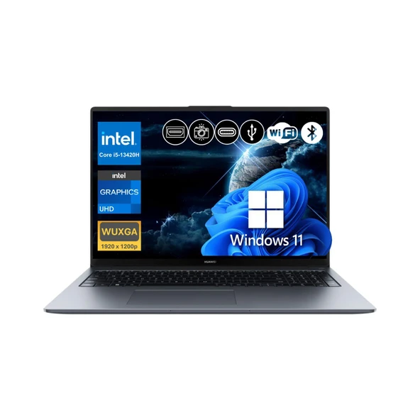 Huawei MateBook D16 i5-13420H 16GB RAM 256GB SSD 16" FHD IPS Win11Pro Notebook (MCLG-W5651 A16) ürün görseli 1