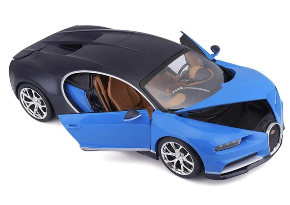 Bburago Bugatti Chiron Mavi 1/18 Model Araba - Resim 4