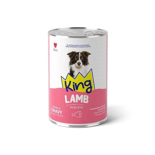King Sos İçerisinde Et Parçacıklı Kuzu Etli Yetişkin Köpek Konservesi 400 gr ürün görseli 1