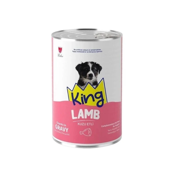 King Sos İçerisinde Et Parçacıklı Kuzu Etli Yavru Köpek Konservesi 400gr ürün görseli 1