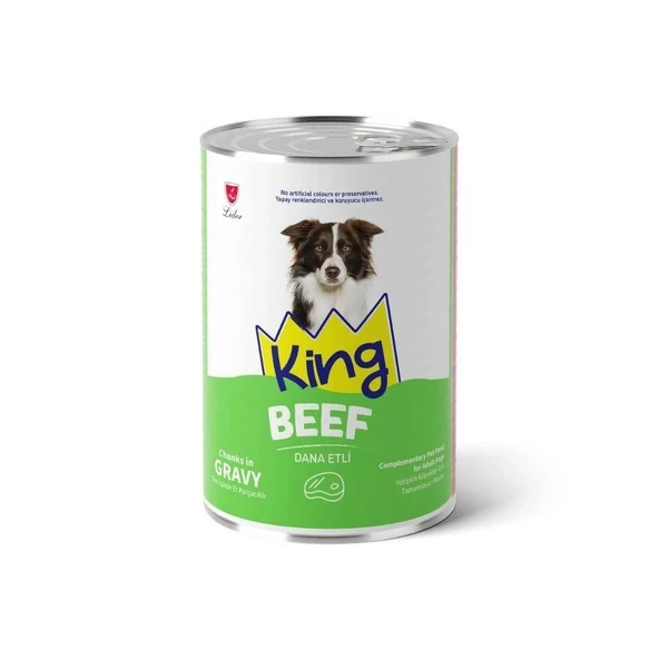 King Sos İçerisinde Et Parçacıklı Dana Etli Yetişkin Köpek Konservesi 400 gr ürün görseli 1