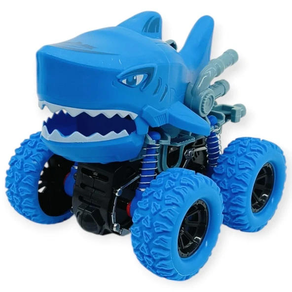 Köpek Balığı Sürtmeli Mekanik Monster Araba Mavi 12 cm ürün görseli 1
