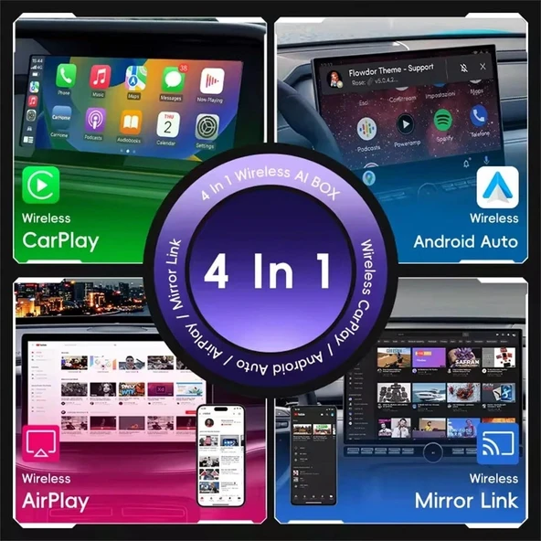 Yeni Nesil USB 4in1 Kablosuz CarPlay & Android Auto Smart Box - Resim 2