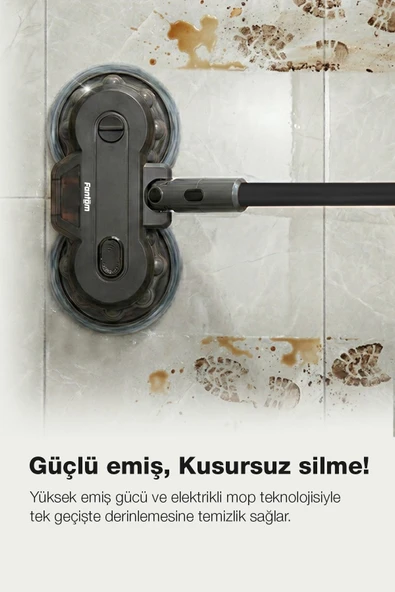 FANTOM Pluto P 6100 Plus Cyclone Elektrikli Moplu Dikey Süpürge Siyah - Resim 7