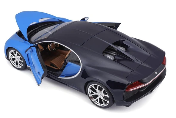 Bburago Bugatti Chiron Mavi 1/18 Model Araba - Resim 5