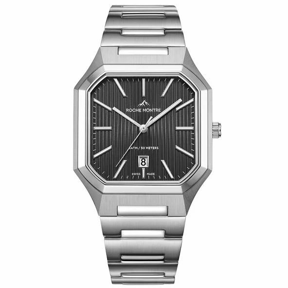 ROCHE MONTRE RMG8002-01 SWISS MADE SAFİR CAM ÇELİK KARE ERKEK KOL SAATİ ürün görseli 1