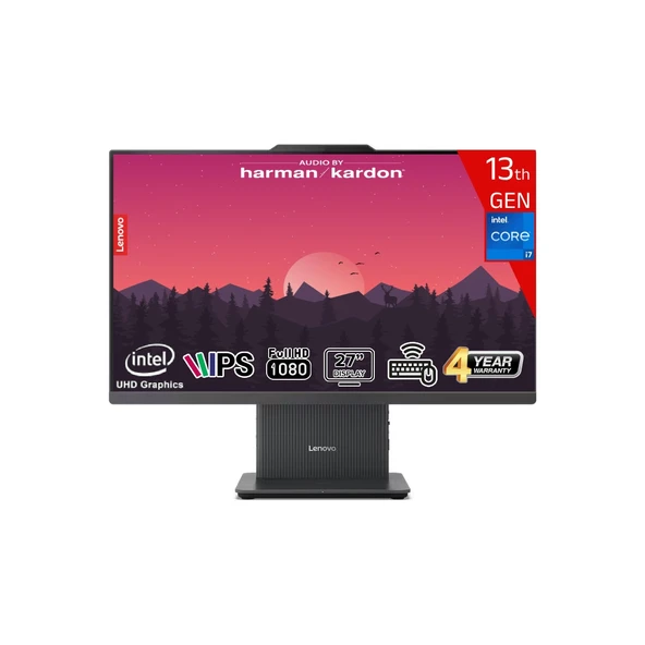Ideacentre Aıo 27IRH9 Intel Core I7-13620H 32 GB Ram 512 GB SSD Intel UHD Graphics 27 Fhd IPS WIN11 Pro Kablosuz Klavye+Mouse Siyah F0HM00EUTR-32512W All In One Bilgisayar ürün görseli 1