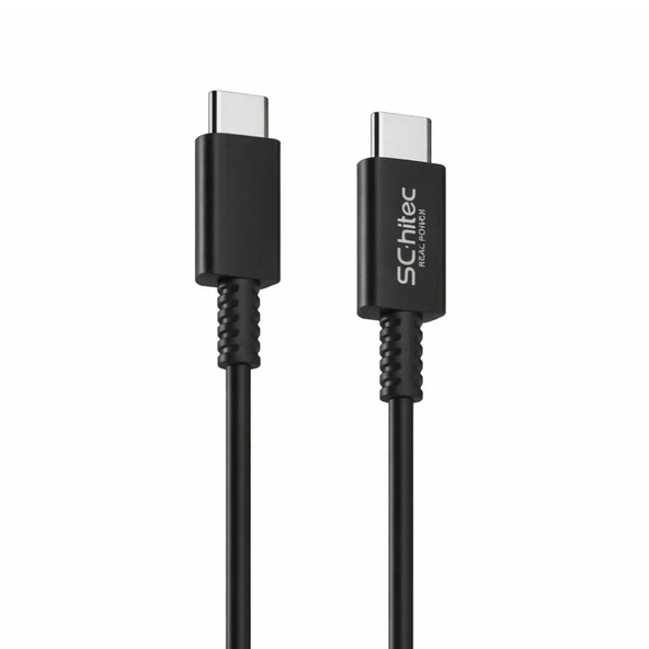 SChitec 60W Type-C to Type-C Data ve Hızlı Şarj Kablosu Telefon, Tablet, Laptop Uyumlu Siyah SK005 ürün görseli 1