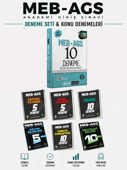 Pegem 2026 MEB AGS 10 Deneme & EVP Akademi MEB AGS 45 Deneme Yazılı Çözümlü Seti ürün görseli 1