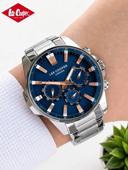 Lee Cooper Çelik Kordon Kadran Özellikleri Aktif 50 Mt Suya Dayanıklı Erkek Kol Saati LC.K01.M4 ürün görseli 1