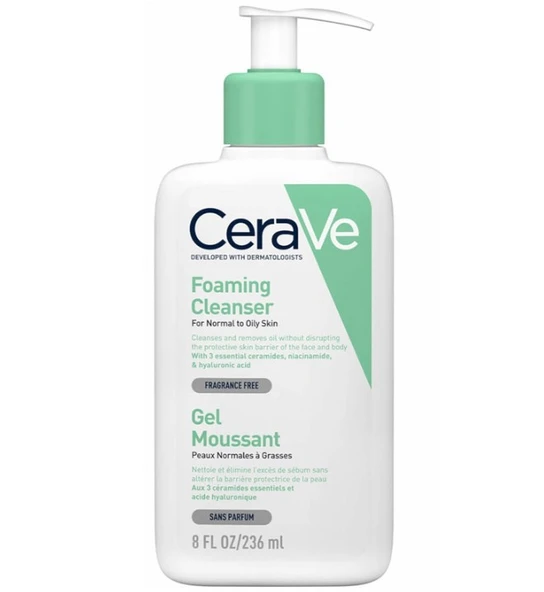 CeraVe Normal Ve Yağlı Ciltler İçin Köpüren Temizleyici 236 ml ürün görseli 1