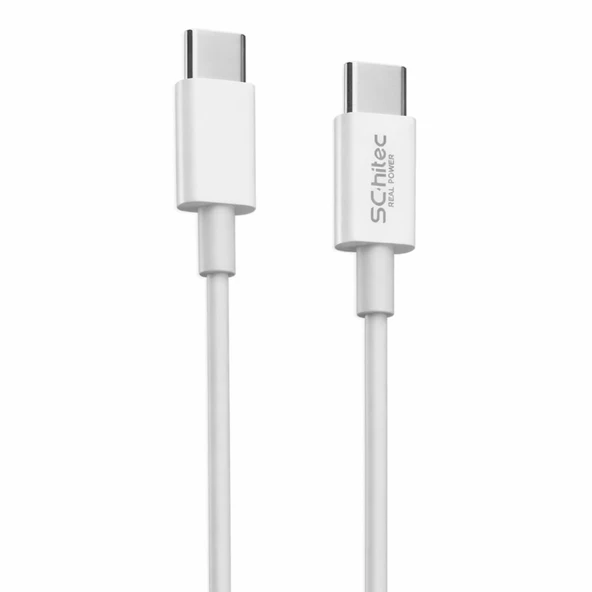 SChitec 60W Type-C to Type-C Data ve Hızlı Şarj Kablosu Telefon, Tablet, Laptop Uyumlu Beyaz SK004 ürün görseli 1