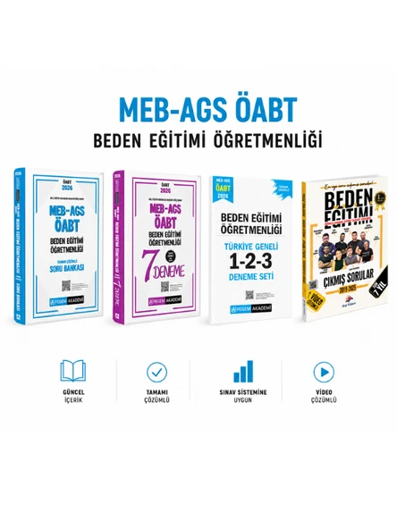 Pegem 2026 ÖABT Beden Eğitimi Öğretmenliği Soru Bankası & Deneme & Dizgi Kitap Beden Eğitimi Çıkmış Soru Seti ürün görseli 1