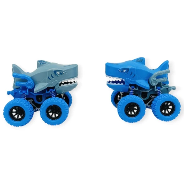 Köpek Balığı Sürtmeli Mekanik Monster Araba Gri 12 cm - Resim 5