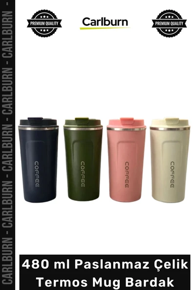 #Mug Sızdırmaz Kilitli Kapaklı Vakumlu Isı Yalıtımlı 480 ml Paslanmaz Çelik Termos Mug Bardak ürün görseli 1