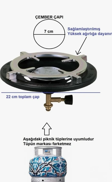 Kamp Ocağı Dar Çember Güçlendirilmiş Tava Koyma Balık Piknik Tüpü Kamp Başlık Renk 7Cm ürün görseli 1