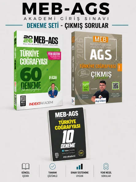 Dizgi Kitap 2026 MEB AGS Türkiye Coğrafyası Çıkmış Sorular & İndeks + EVP Akademi Denem Seti ürün görseli 1