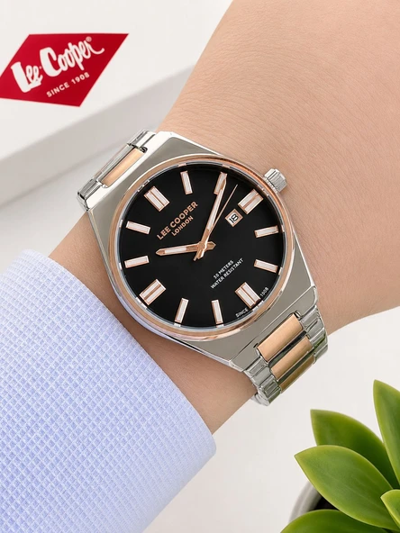Lee Cooper Çelik Kordon Takvimli Kadran 50 Mt Suya Dayanıklı Özel Tasarım Erkek Kol Saati LC.M02.M5 ürün görseli 1