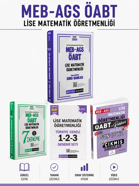 Pegem 2026 ÖABT Lise Matematik Soru Bankası & Deneme & Dizgi Kitap Lise Matematik Çıkmış Soru Seti ürün görseli 1
