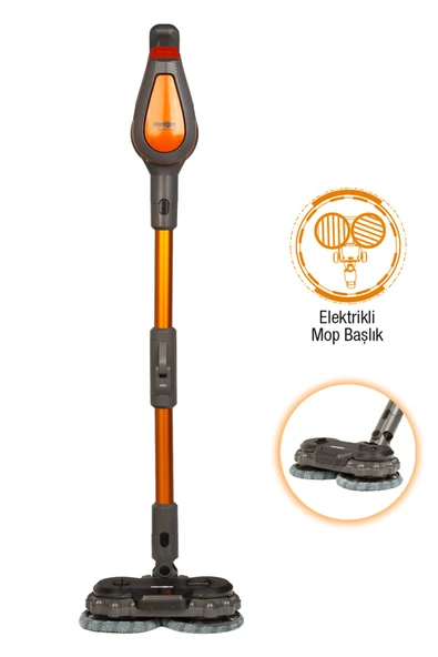 FANTOM Pluto P 6100 Plus Cyclone Elektrikli Moplu Dikey Süpürge Antrasit - Resim 3