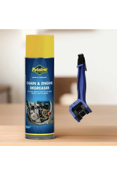Putoline 500 ML AEROSOL PUTOLİNE CHAİN & ENGİNE DEGREASER ZİNCİR TEMİZLEME + TEMİZLEME FIRÇASI ürün görseli 1