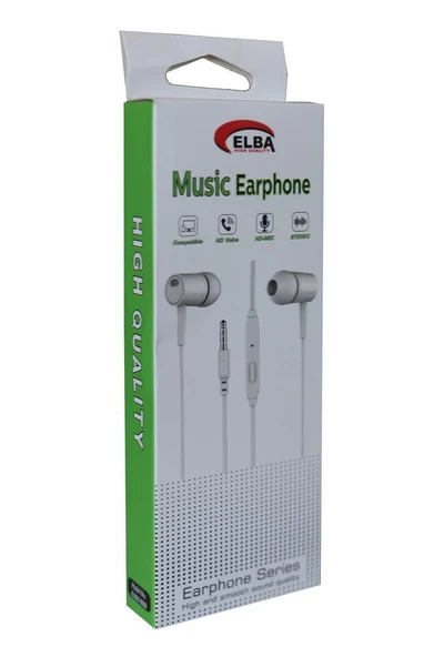Elba Elb-2706 Beyaz Kulakiçi Type-c Mikrofonlu Kablolu Kulaklık (Ses Kontrol) ürün görseli 1