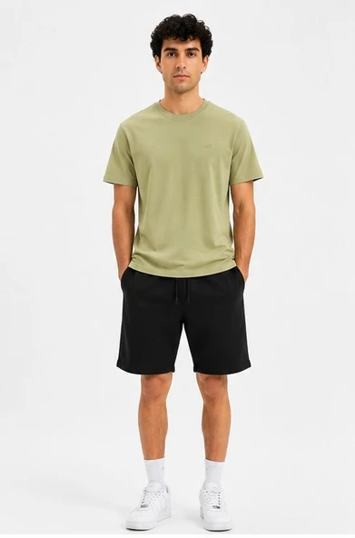 Cazador Erkek Bisiklet Yaka Koyu Gümüş Yeşili Süprem T-shirt 46230 ürün görseli 1