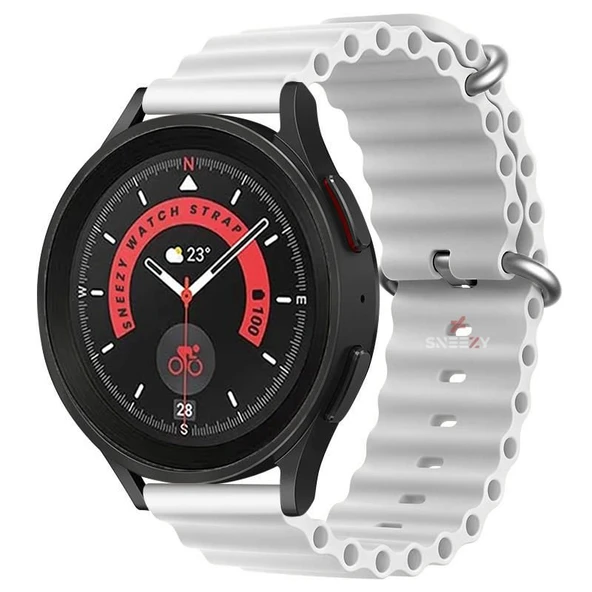 Huawei Watch GT Runner-Sport 46mm- GT2 E 22mm Uyumlu Seaflex Ocean Silikon Kordon  Beyaz Beyaz ürün görseli 1