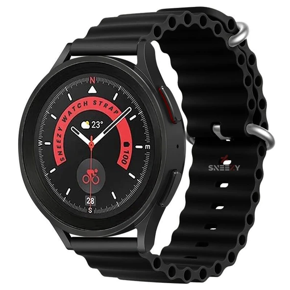 Huawei Watch GT3 Elite-Active 46mm-GT3 Pro-GT3 Se 22mm Uyumlu Seaflex Ocean Silikon Kordon  Siyah Siyah ürün görseli 1